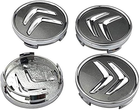 4x Cache Moyeu Citroen 60mm Gris Logo Centre Roue jante Embleme