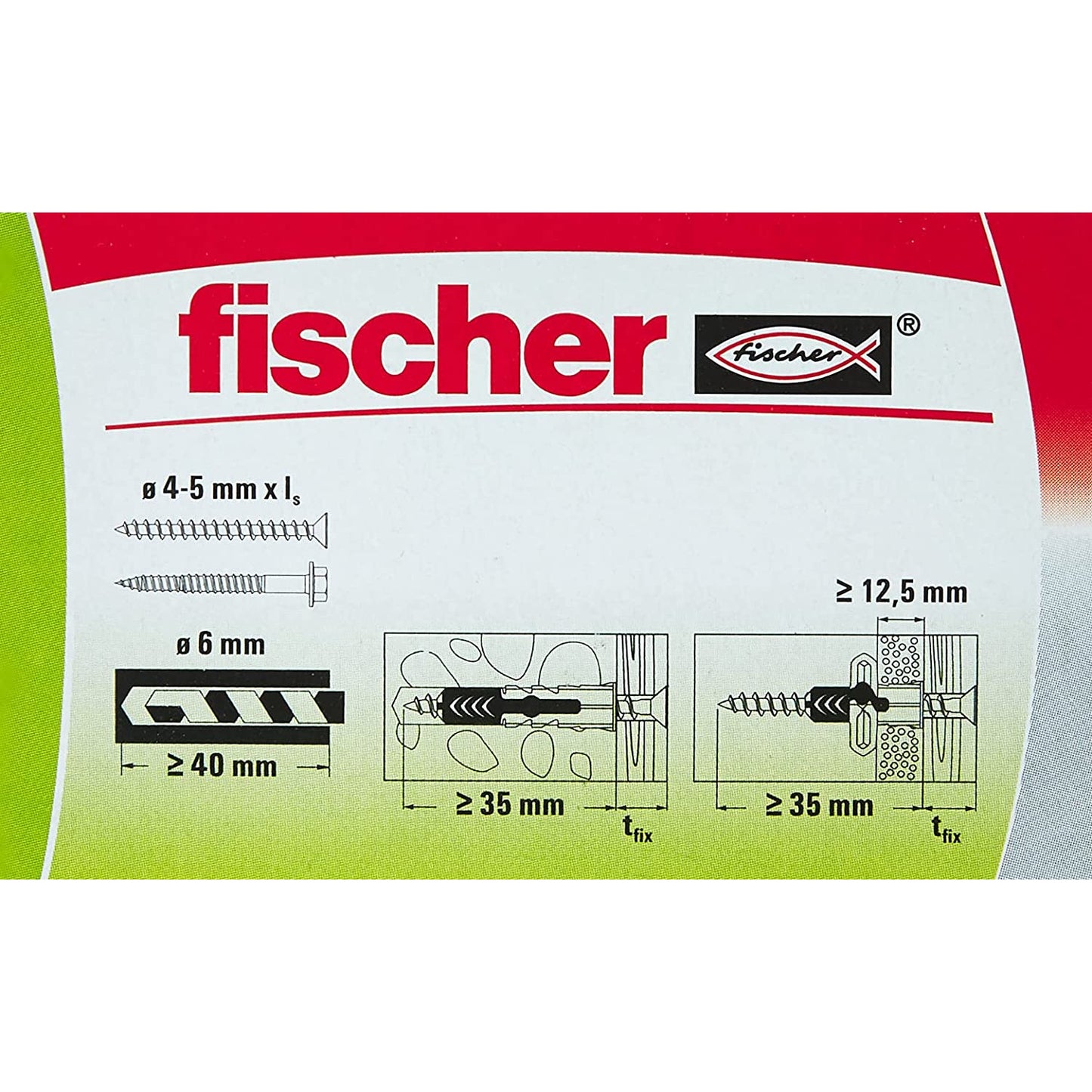 100 chevilles Fischer Duopower 6MM 6x30mm sans vis
