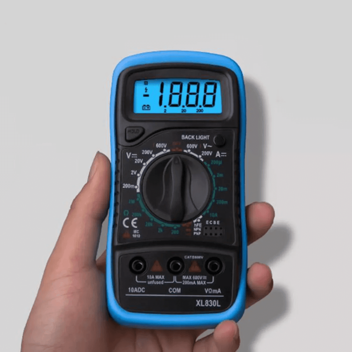 Multimètre numérique Portable LCD rétro-éclairé 600V Bleu