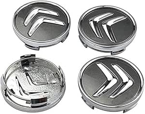 4x Cache Moyeu Citroen 60mm Gris Logo Centre Roue jante Embleme