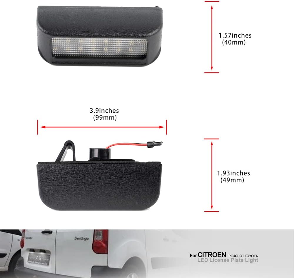 Éclairage LED Plaque d'Immatriculation - Citroën, Peugeot, Opel, Toyota