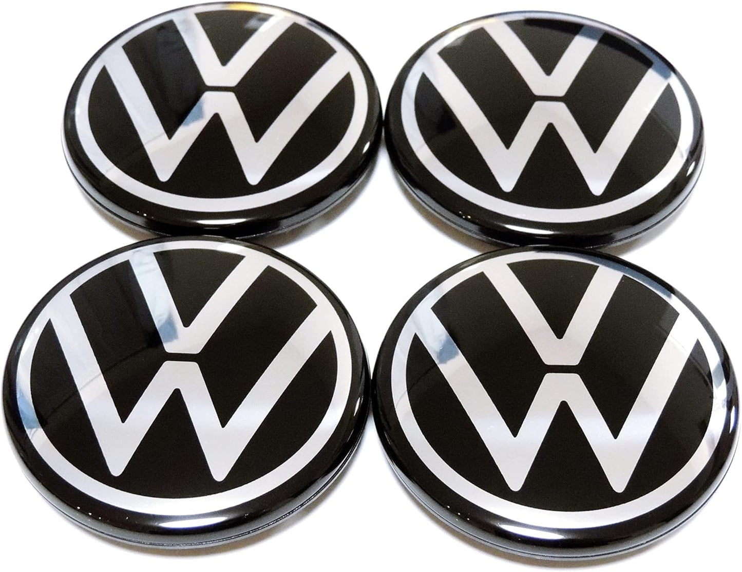 4x Cache Moyeu Volkswagen 5H0601171 Jante Centre De Roue VW 66mm noir et chromé Neuf