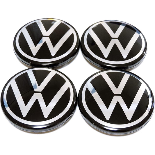 4x Cache Moyeu Volkswagen 5H0601171 Jante Centre De Roue VW 66mm noir et chromé Neuf