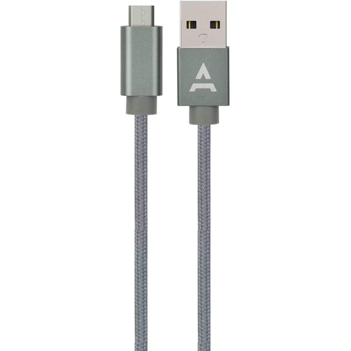 Câble micro USB cable textile charge rapide 1m20 / 2m Anthracite Adeqwat