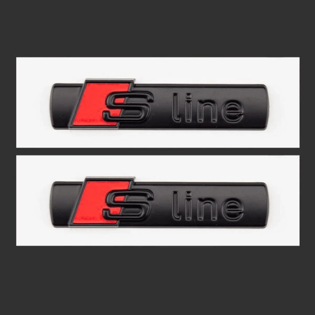 2 Logo Audi S-Line Adhésif Emblème Sline Métal Noir Mat 7cm