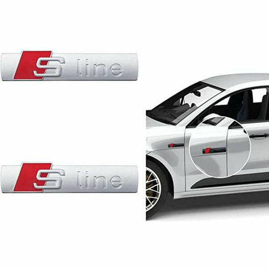 2 Logo Audi S-Line Emblème en Métal Gris Mat 7cm