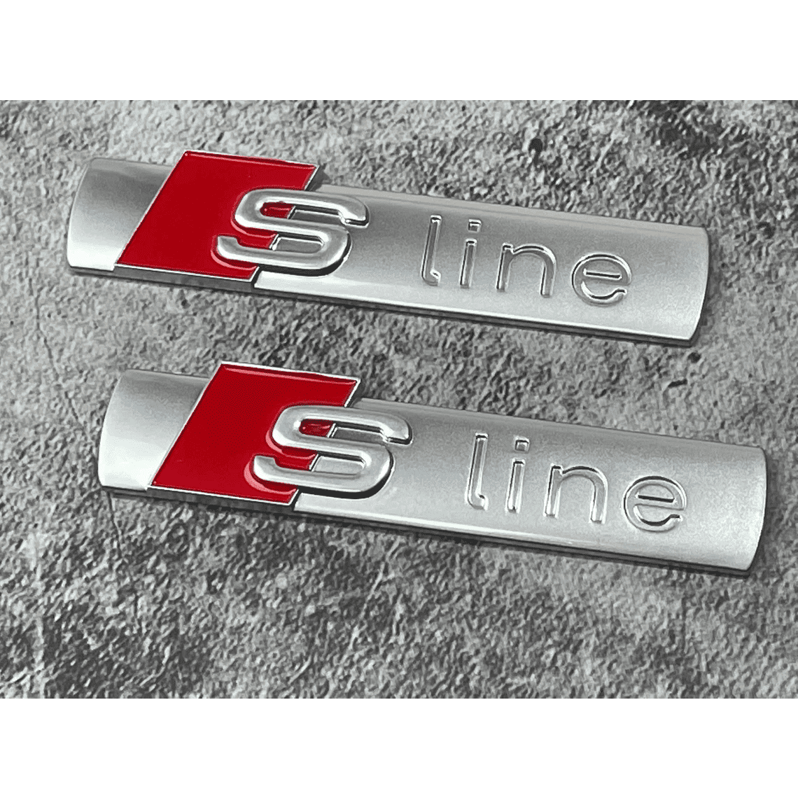 2 Logo Audi S-Line Adhésif emblem Sline Métal Gris Mat 7cm
