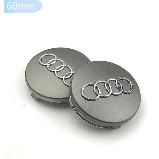 4x Cache Moyeu Audi 60mm Gris Logo Centre Roue jante Embleme