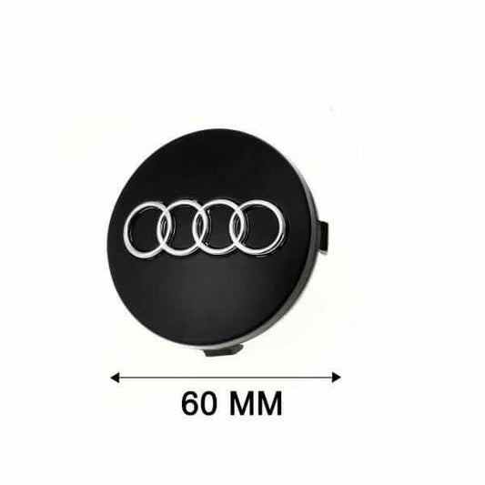 4x Cache Moyeu Audi 60mm Noir Logo Centre Roue jante Embleme