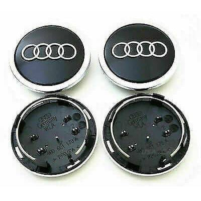 4x Cache Moyeu Noir 69mm Gris Logo Centre Roue jante Embleme