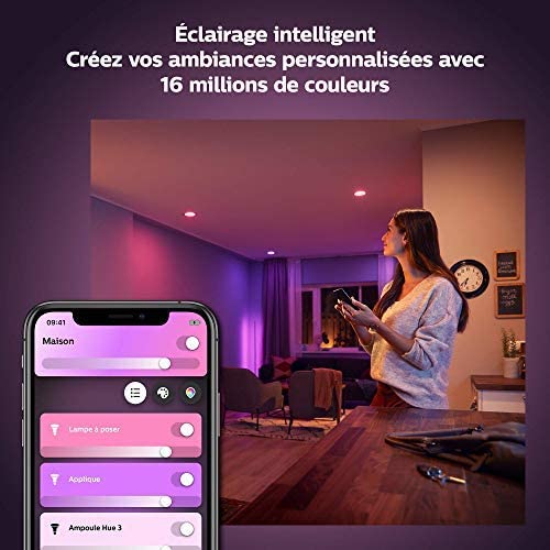 Kit 2 Ampoules connectée Philips Hue White and Color Ambiance E27 + Pont