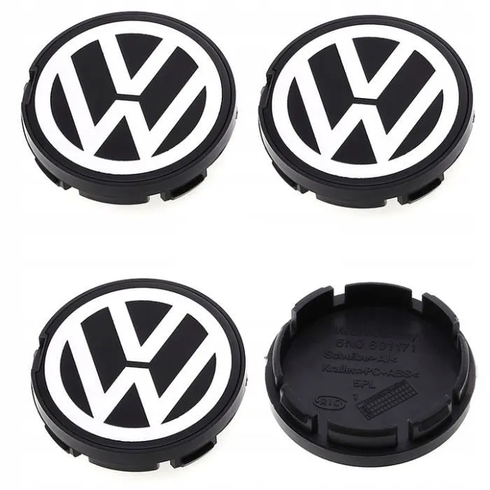 4x Cache Moyeu Volkswagen Jante Centre De Roue enjoliveur VW 55mm noir et chromé Neuf