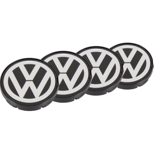 4x Cache Moyeu Volkswagen Jante Centre De Roue enjoliveur VW 55mm noir et chromé Neuf