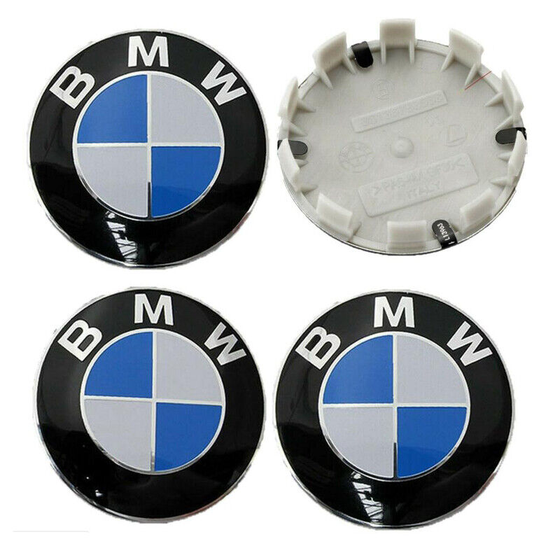 4x Cache Moyeu Jante Centre De Roue enjoliveur Bleu BMW 68mm