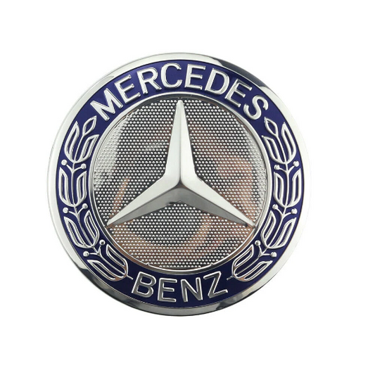 4x Cache Moyeu Mercedes 75mm Gris et bleu Logo Centre Roue jante Embleme